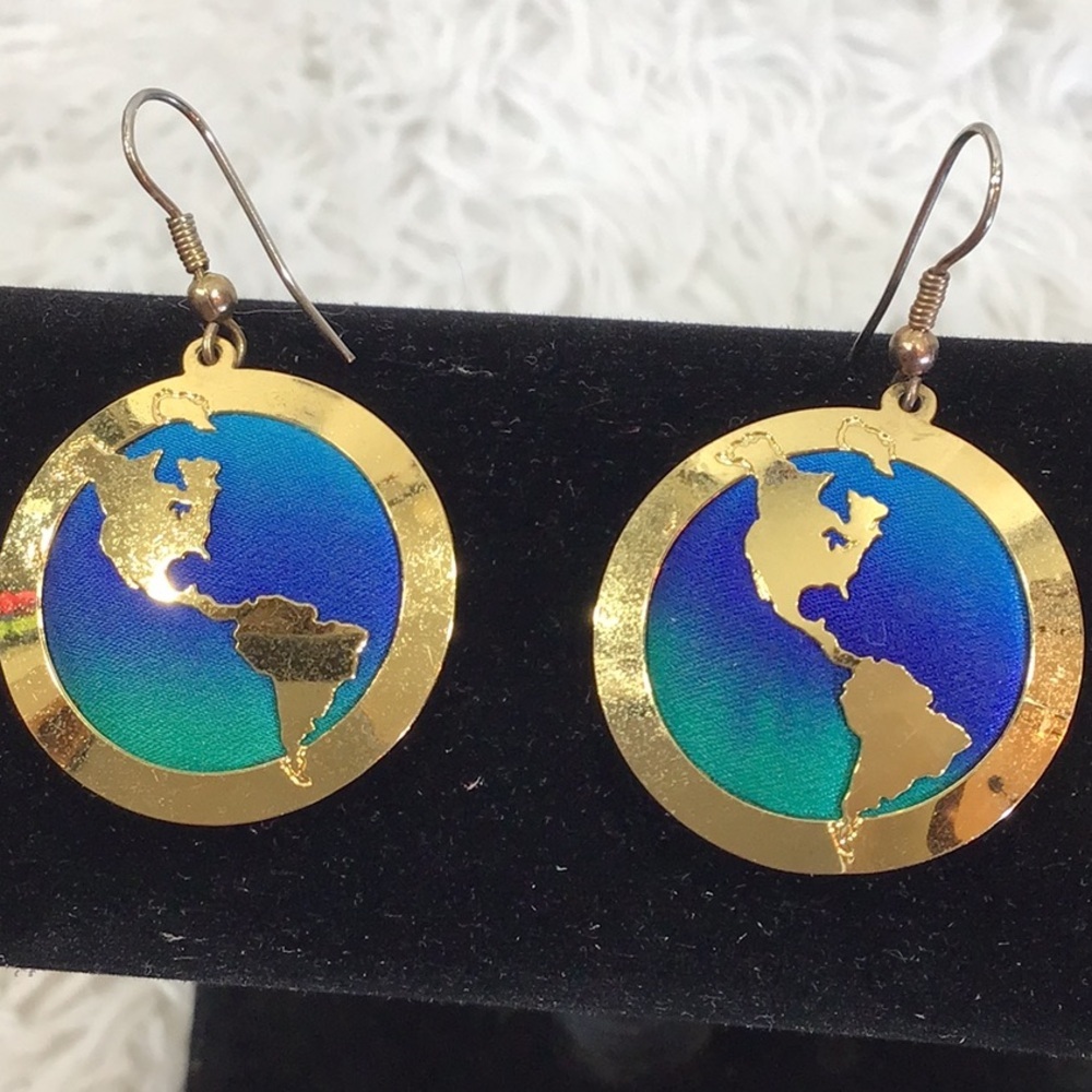 Shasta Visions Earth map drop earring set